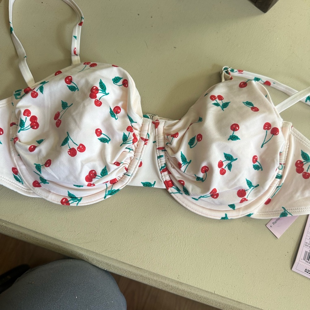Cherry Print White Bikini bathing suit